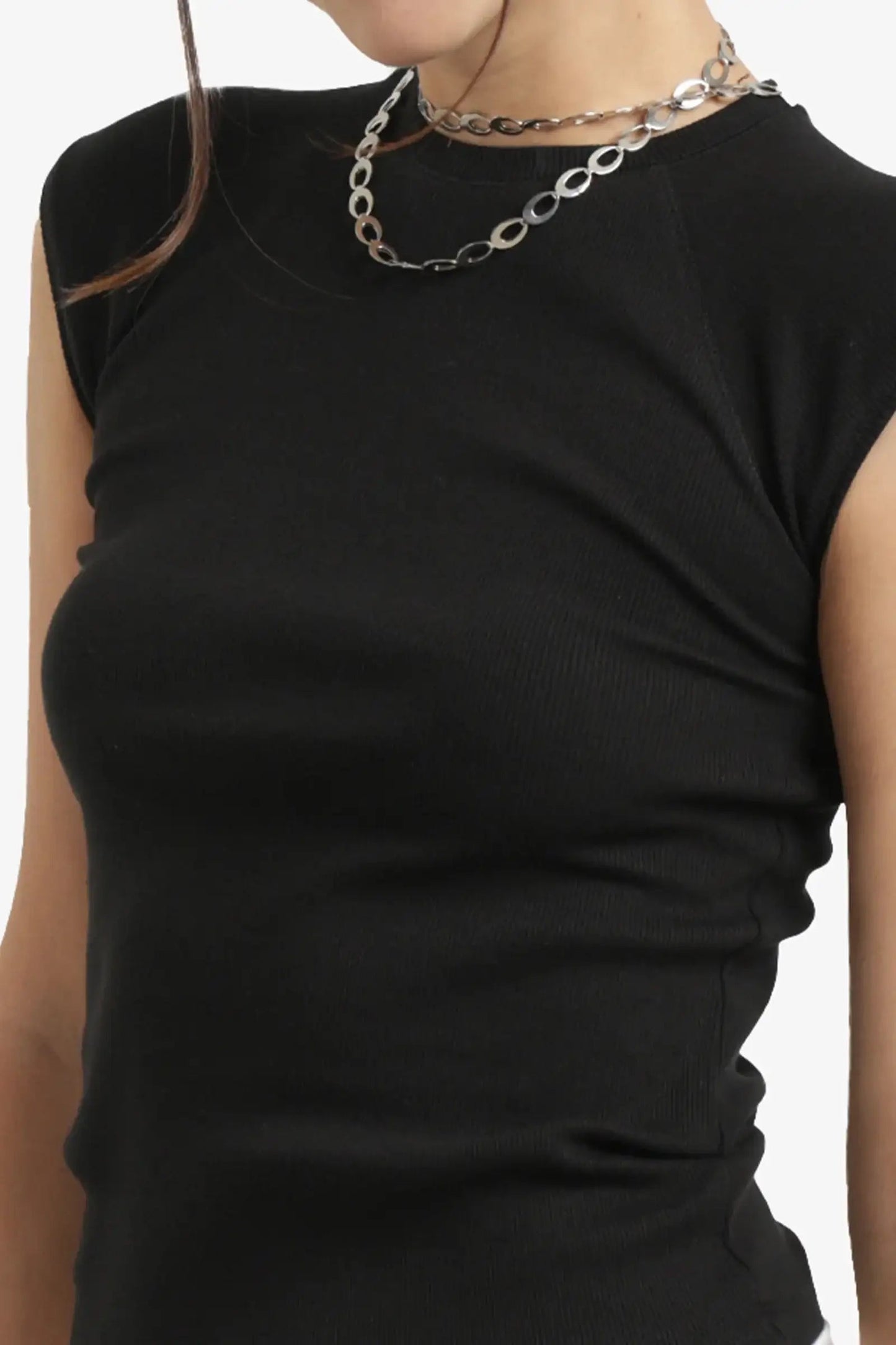 Ribbed Cap Sleeves Top