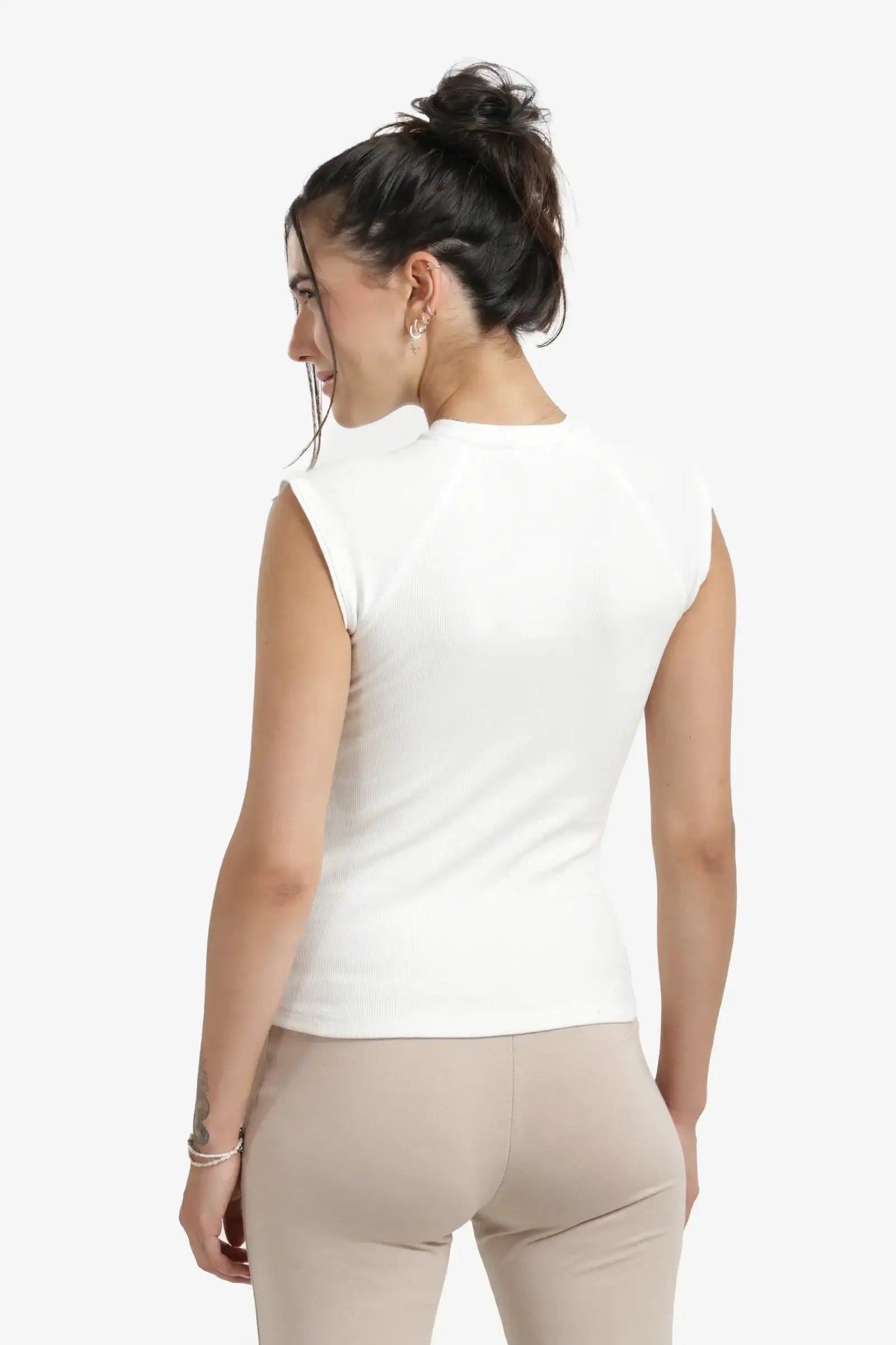 Ribbed Cap Sleeves Top