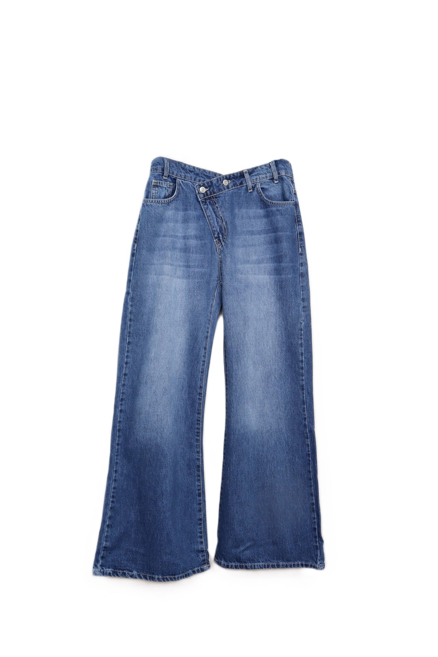 بنطال جينز مستقيم الساق بخصر مرتفع