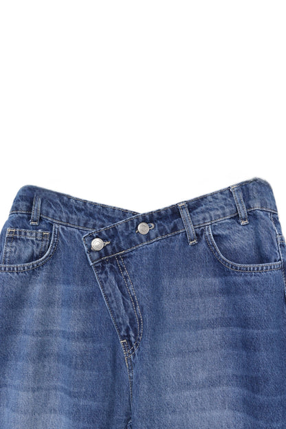 بنطال جينز مستقيم الساق بخصر مرتفع