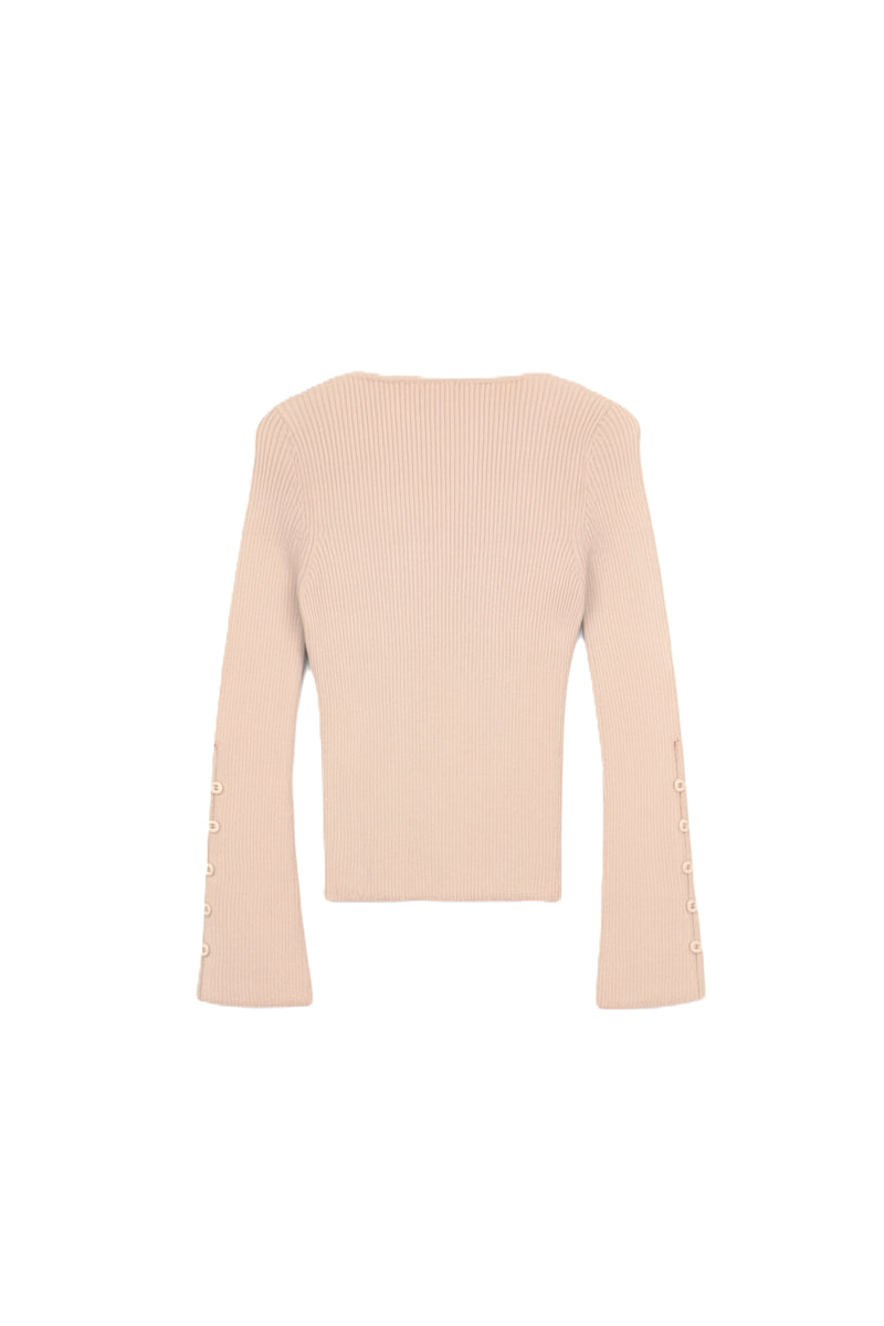 Square-Neck Ribbed Pullover