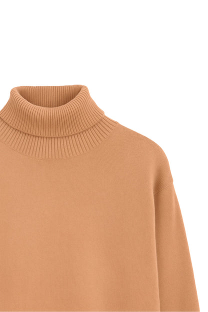 فستان متوسط ​​الطول محبوك برقبة عالية