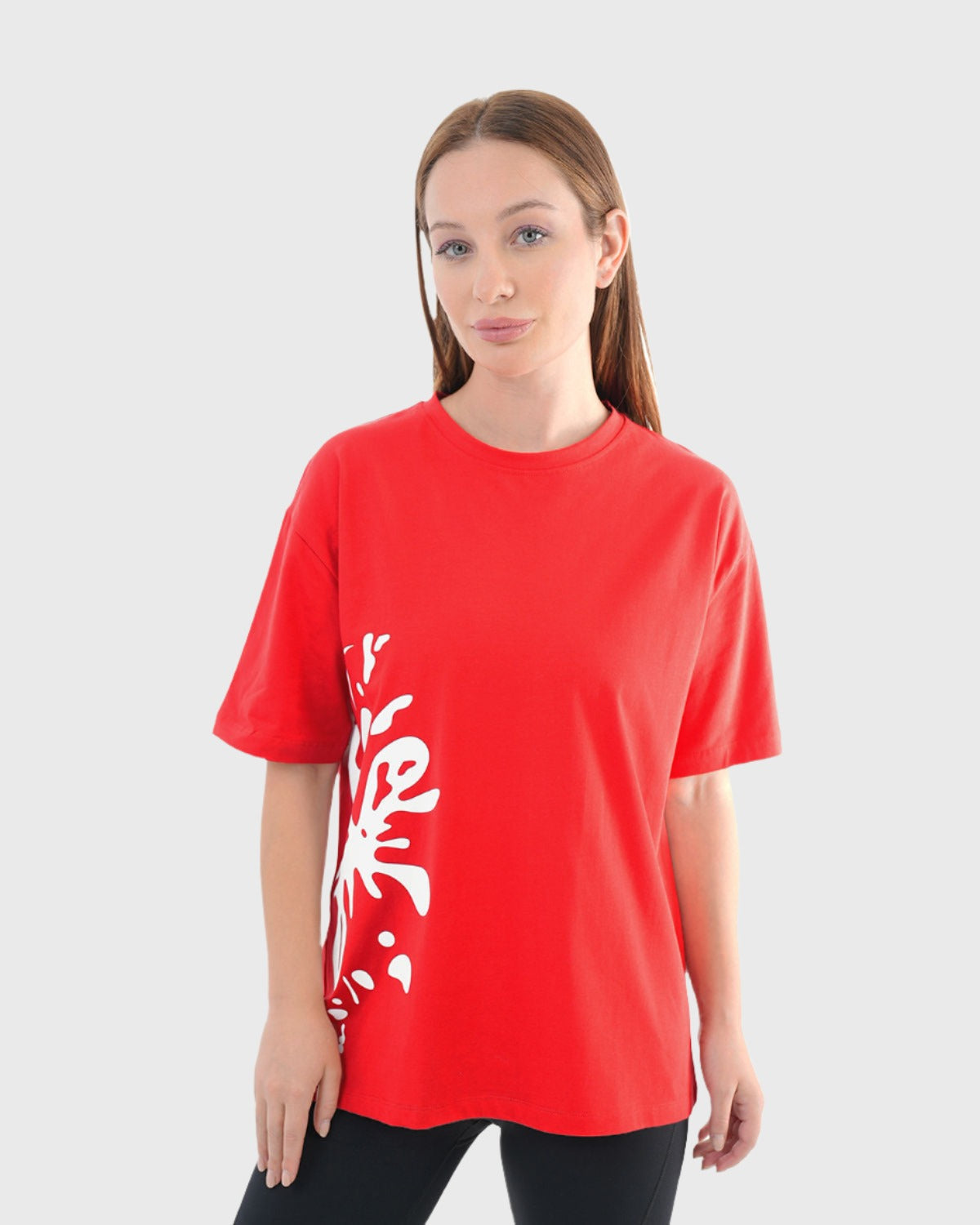 ATUM| Oversized Splash Women's T-Shirt - Red with White print 