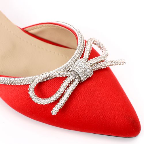 Red Soiree Rhinestone Bow Shoes