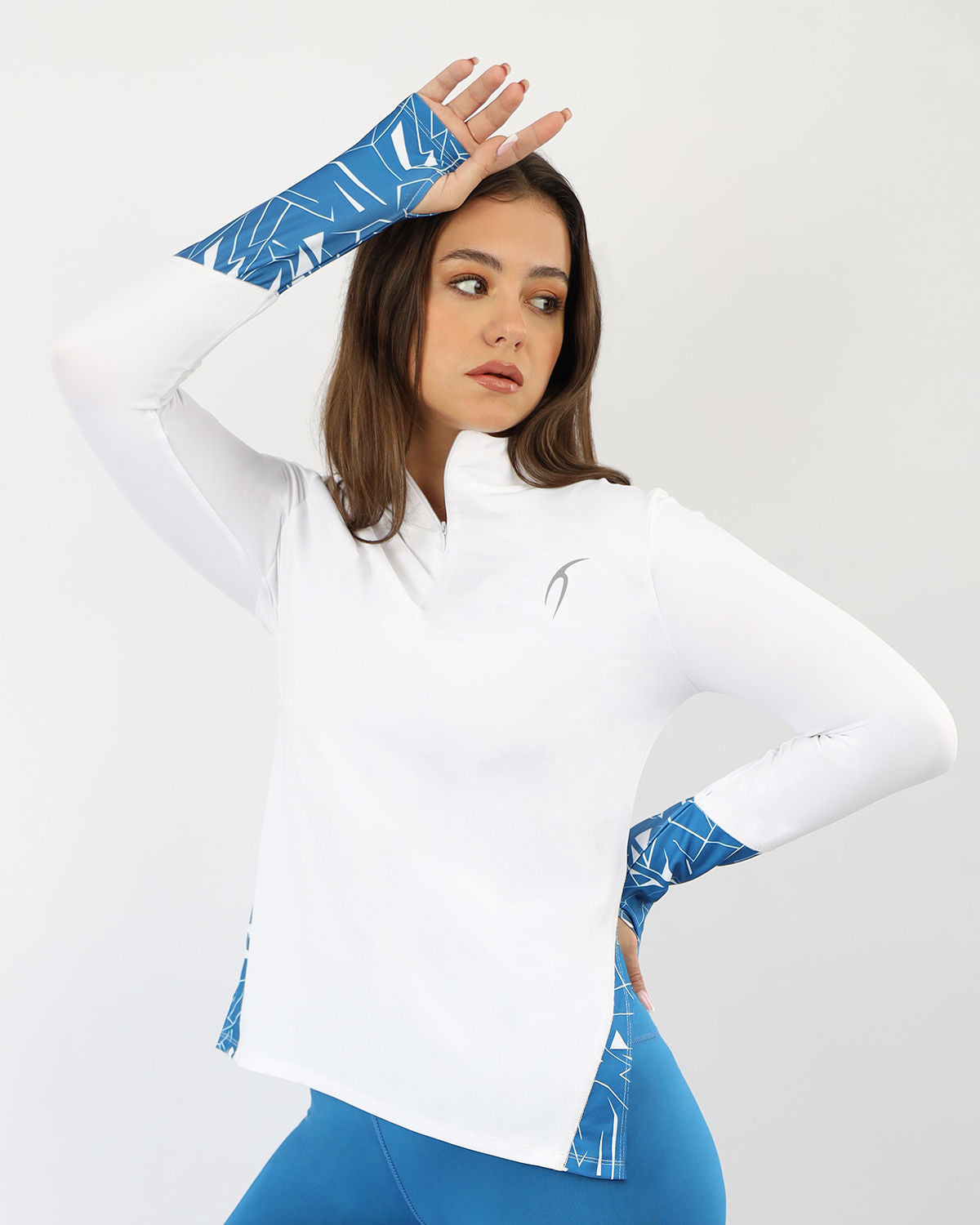 White Quarter Zip-up Top