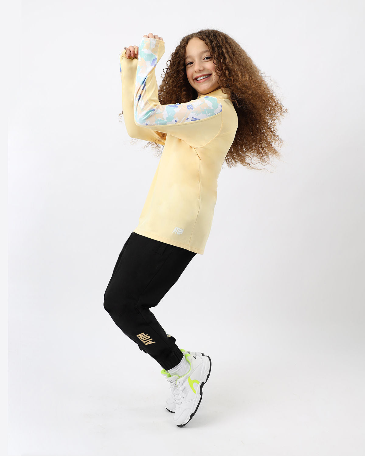 Yellow Printed Sleeve Top for Girls