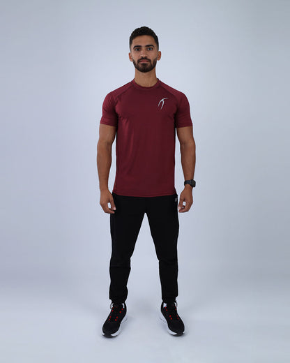 Burgundy Dri-Fit Short-Sleeve Fitness Top