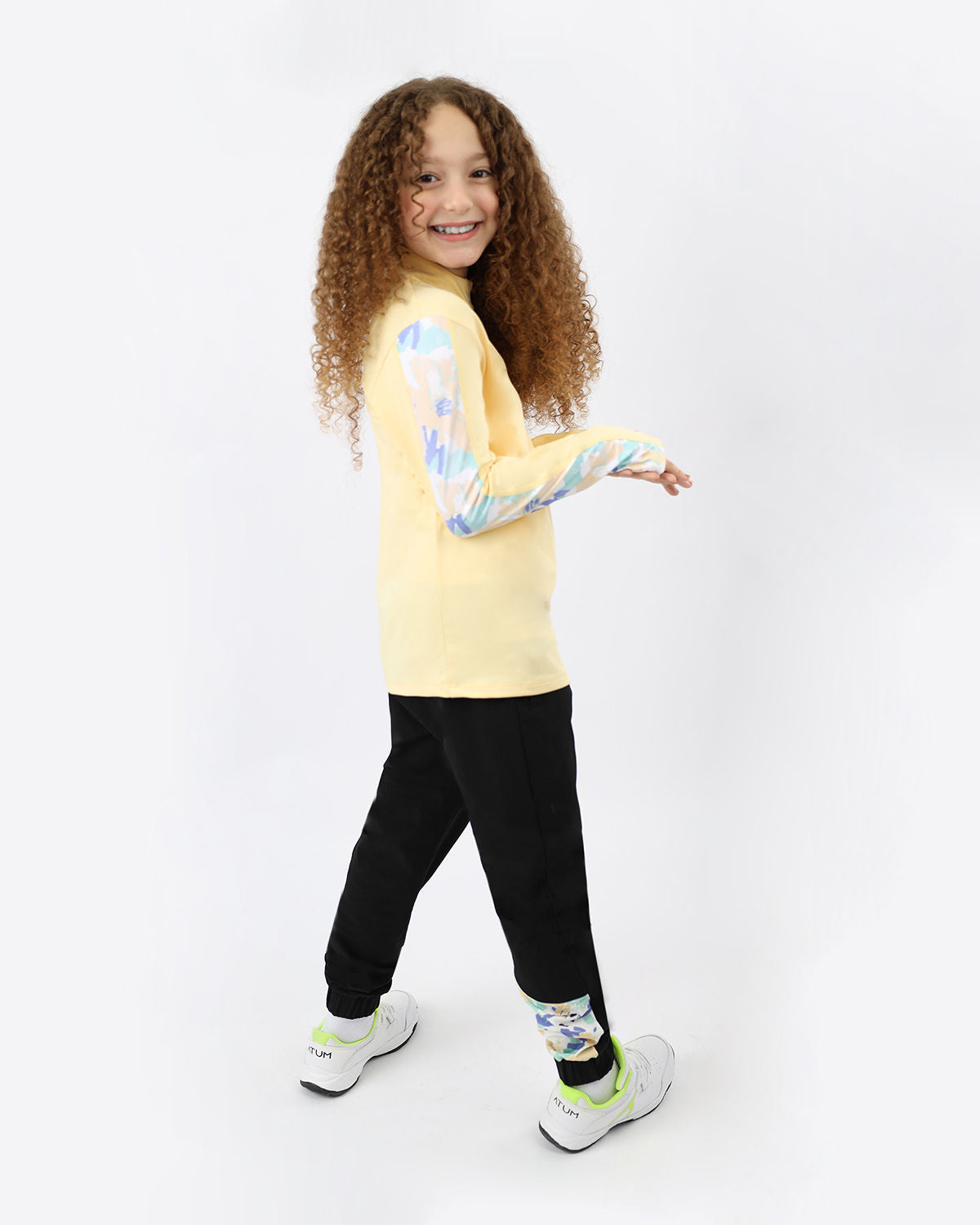 Yellow Printed Sleeve Top for Girls