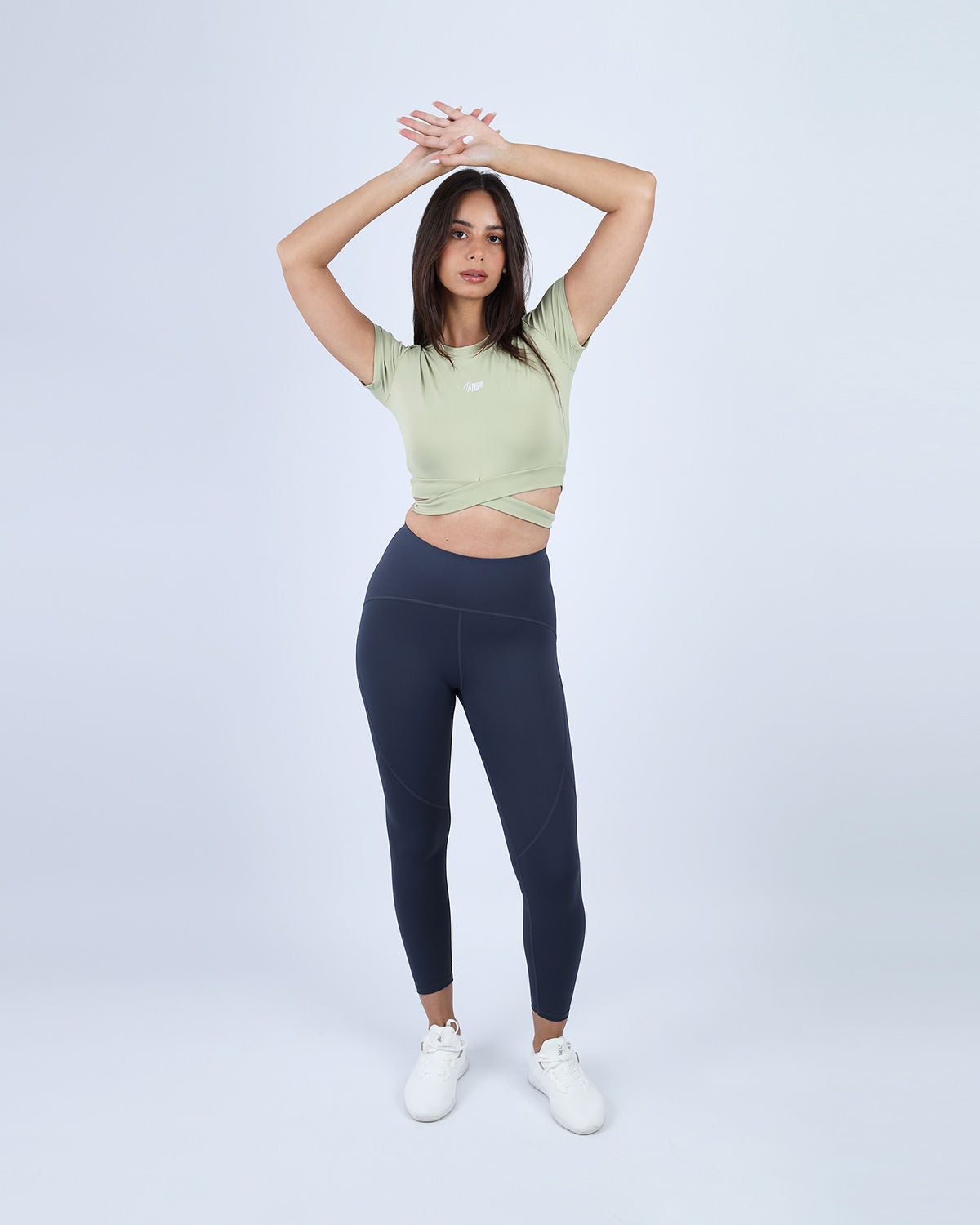 Light Green Twisted Short Sleeves Crop Top