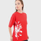 ATUM| Oversized Splash Women's T-Shirt - Red with White print 