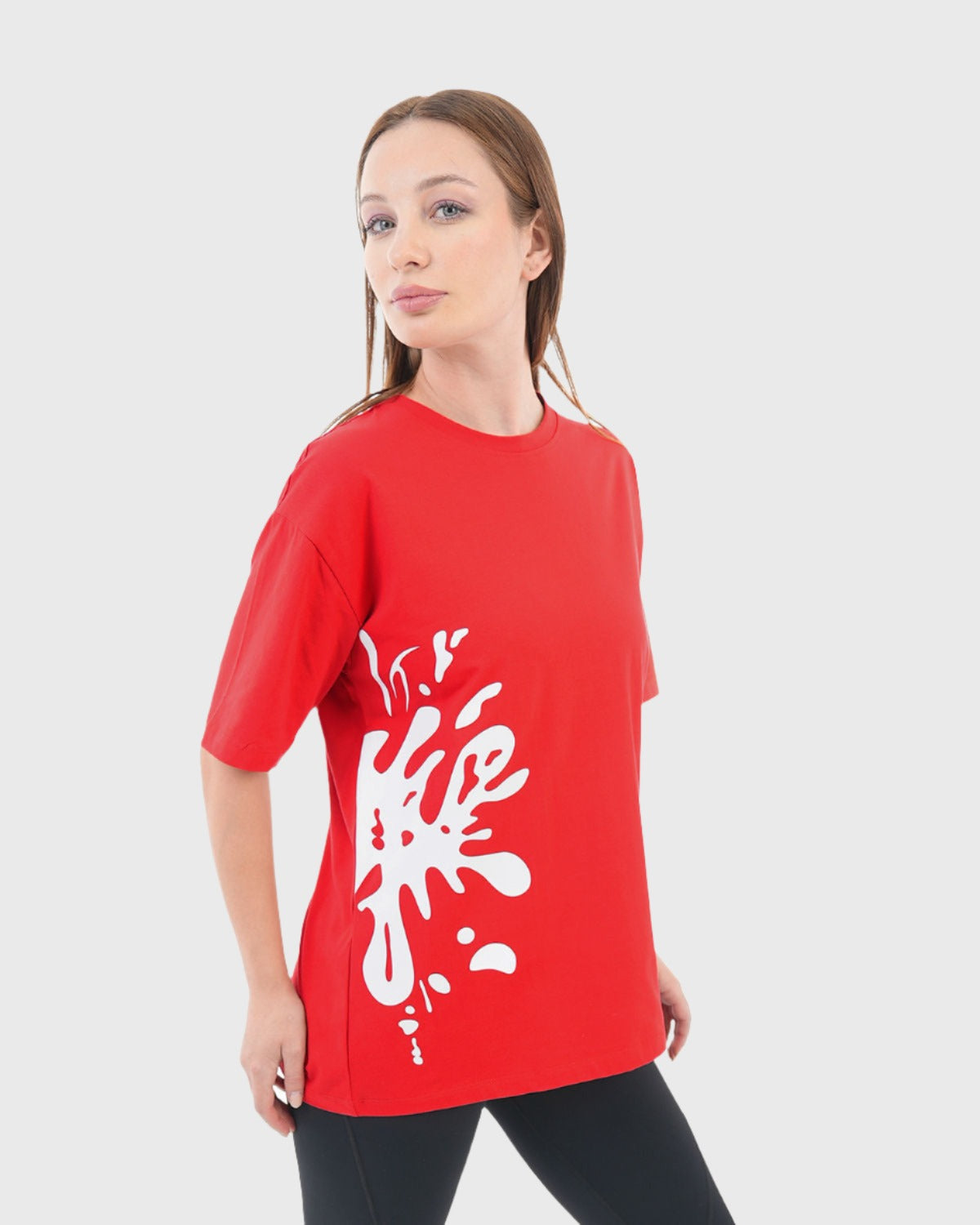 ATUM| Oversized Splash Women's T-Shirt - Red with White print 