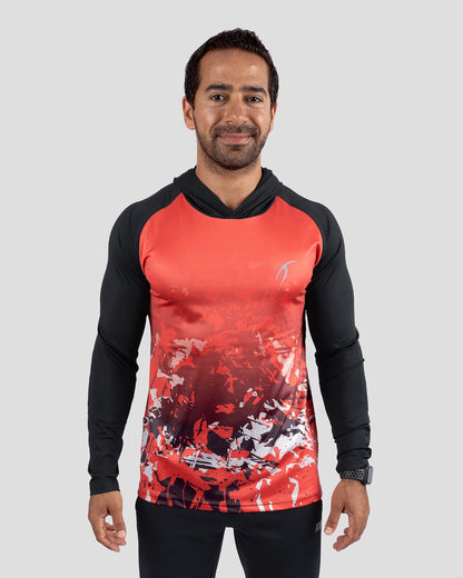 Red Sportive Hooded T-Shirt