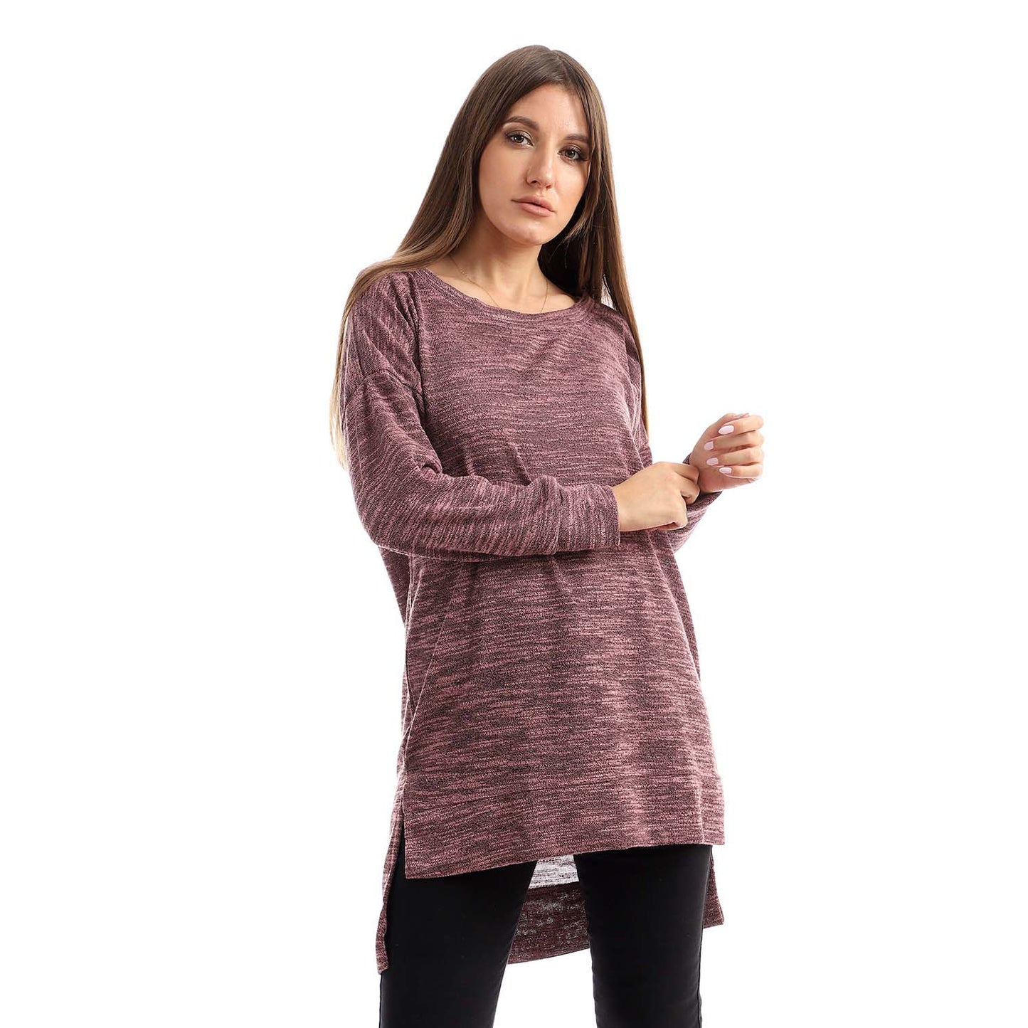 High Low Knitted Blouse - بلوزة محبوكة طويلة من الخلف