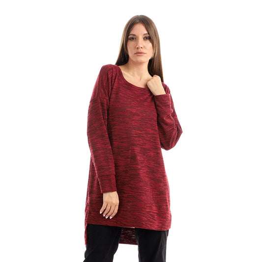 High Low Knitted Blouse - بلوزة محبوكة طويلة من الخلف