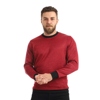 Round Elastic Cuffs Sweatshirt - سويت شيرت برقبة دائرية أساور مطاطية