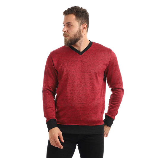 Knitted V-Neck Sweatshirt - سويت شيرت محبوك برقبة V