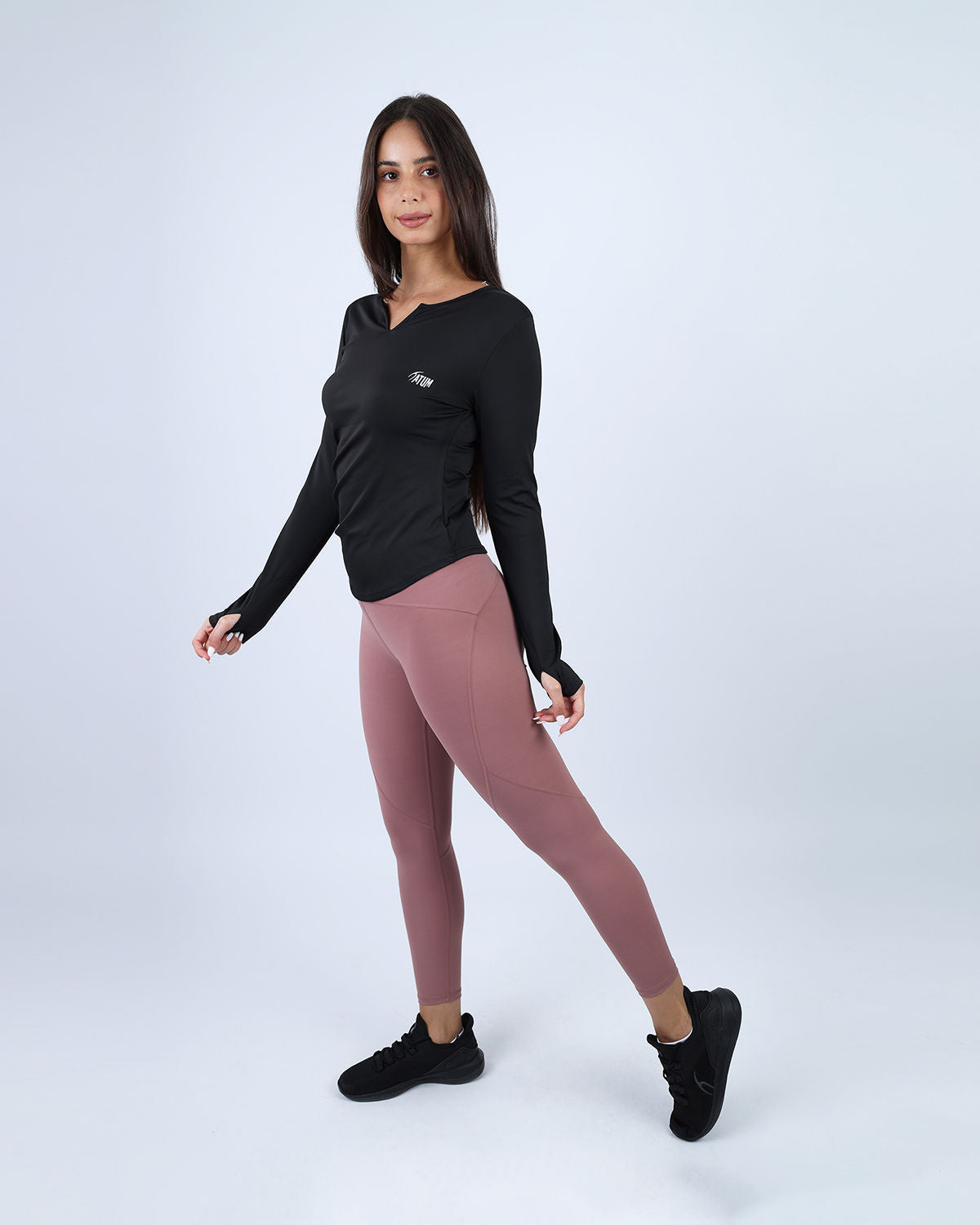 Black Blush Elegance Long-Sleeve Active Top