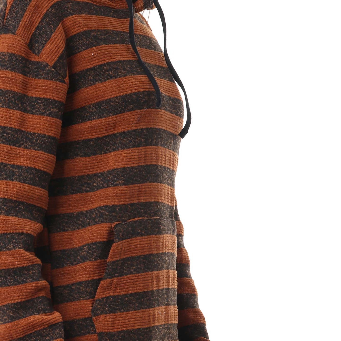 Striped Drawstring Hoodie - هودي مخطط بأربطة