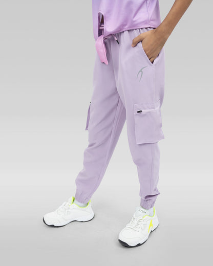 Lavender Simple Sweatpants with Side Pockets for Girls