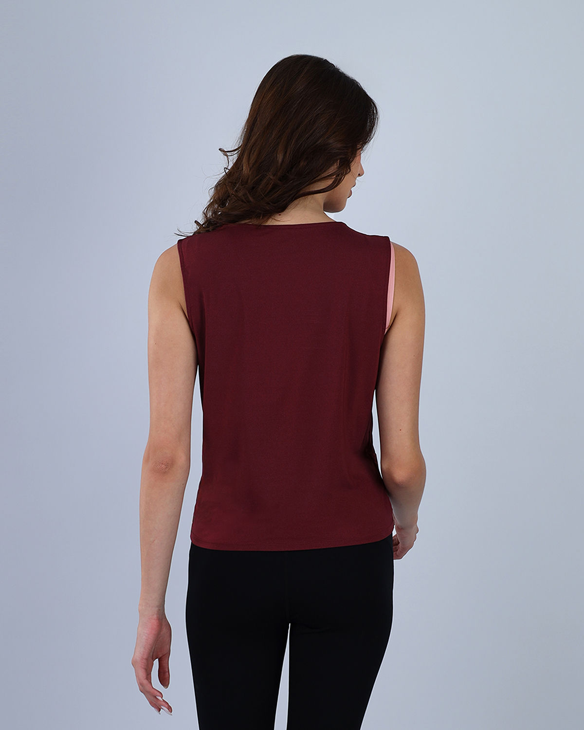 Burgundy Yoga Twist Cropped Tank Top