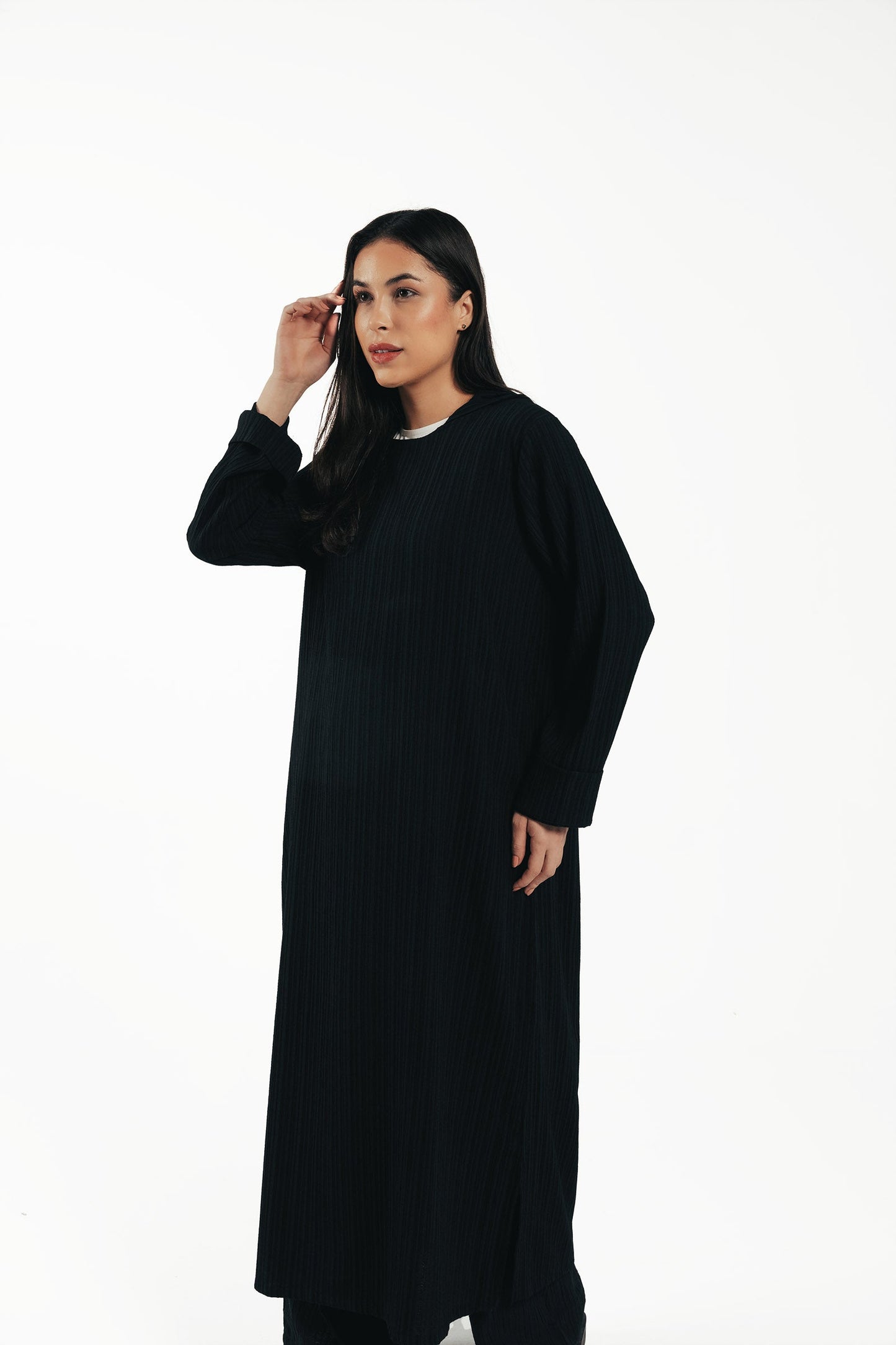 Self Pattern Hooded Dress