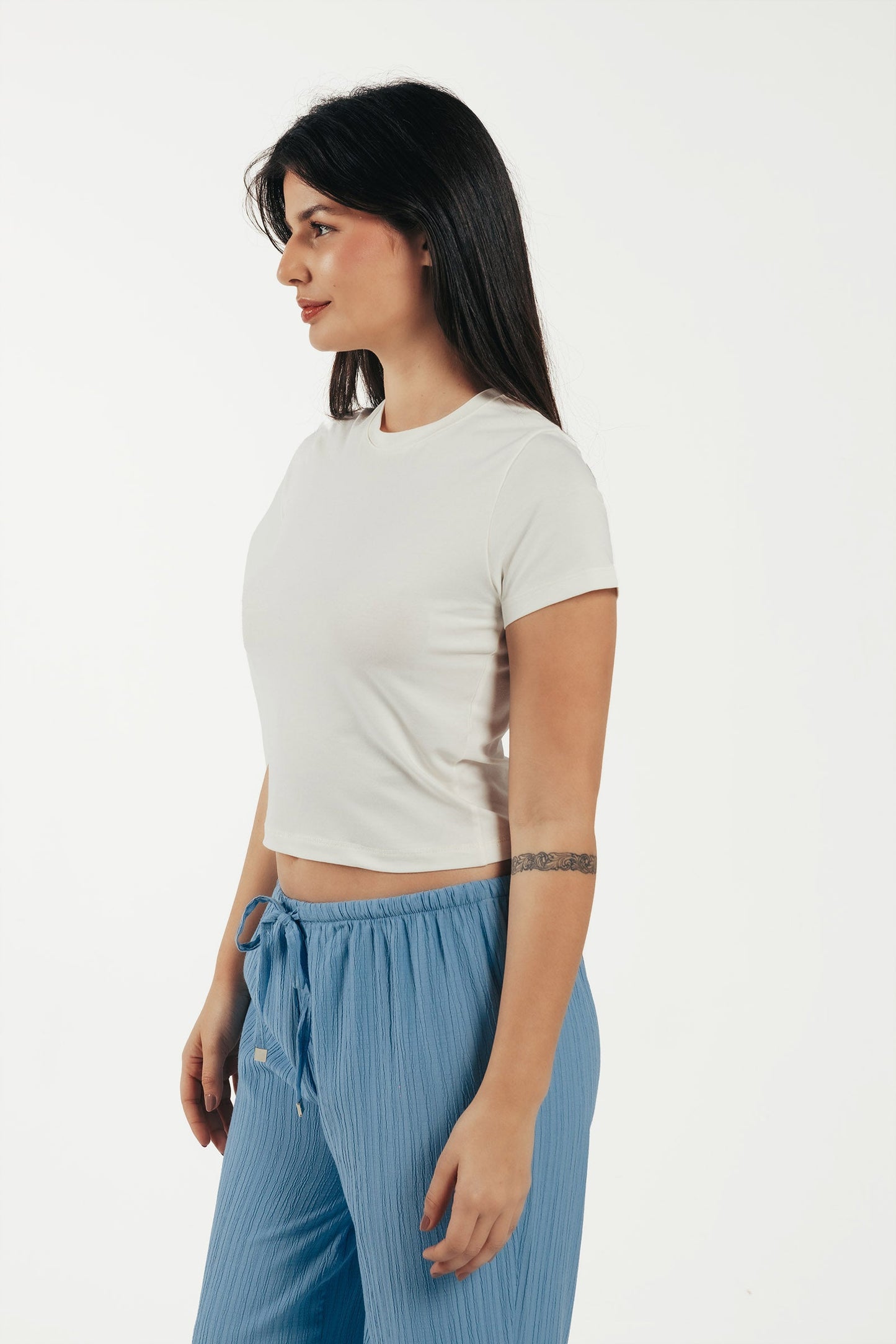 Crew Neck Cropped Top