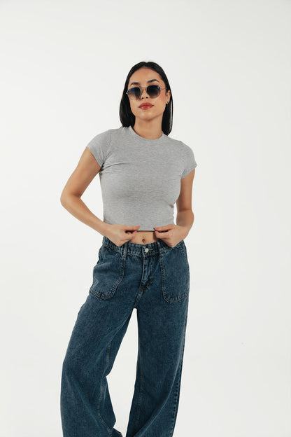 Crew Neck Cropped Top