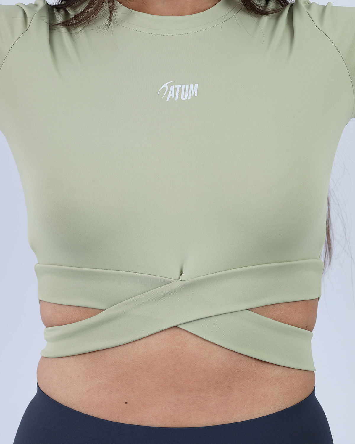 Light Green Twisted Short Sleeves Crop Top