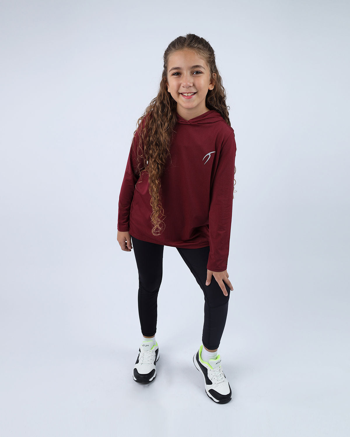 Burgundy Vivid Long-Sleeve Hoodie for Teen Girls