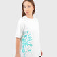 ATUM| Oversized Splash Women's T-Shirt - White With DarkTurquoise panting 