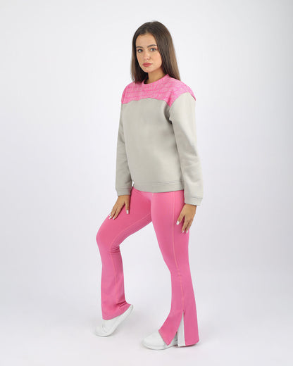 بنطال يوغا وردي بفتحة جانبية