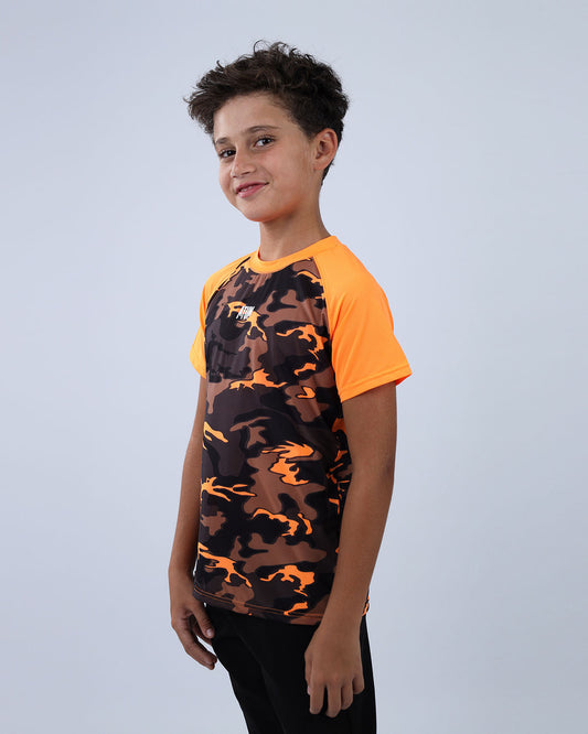 Orange Army Training Sports T-Shirt for Teen Boys