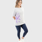 ATUM| Oversized Splash Women's T-Shirt - Gray With Violet print