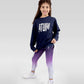 Navy Printed Sweatshirt with Side Ribbons for Girls