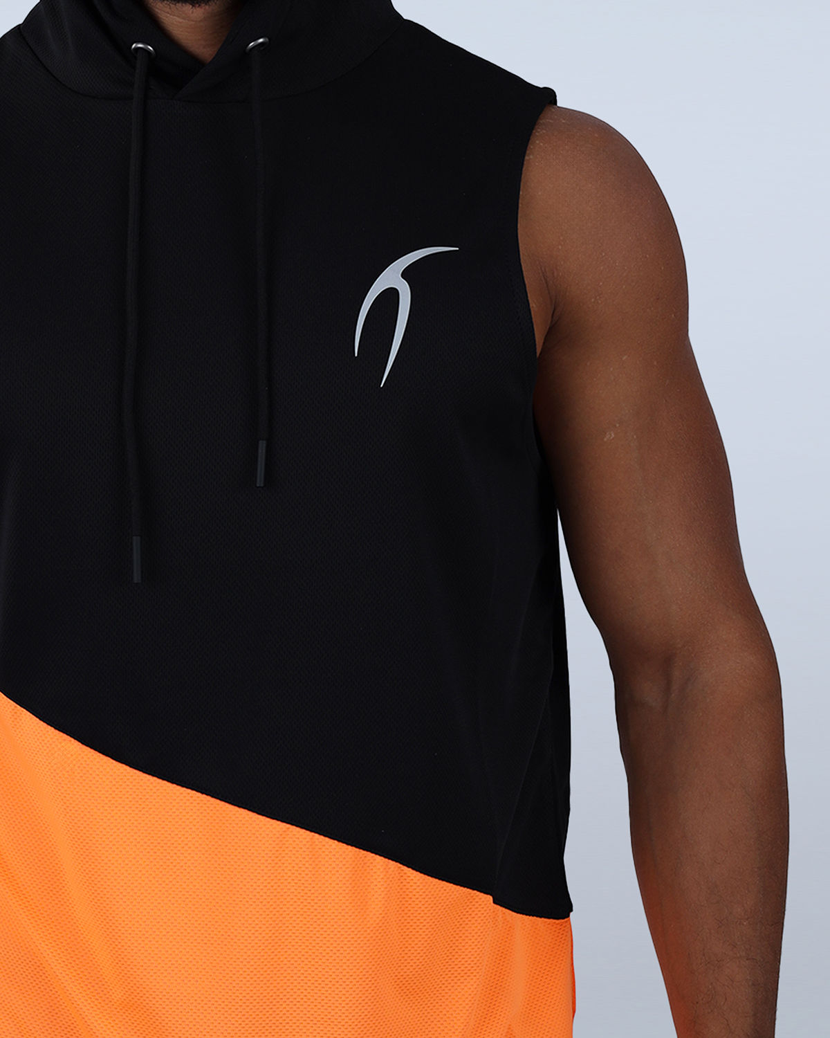 Orange Sleeveless Breathable Hoodie