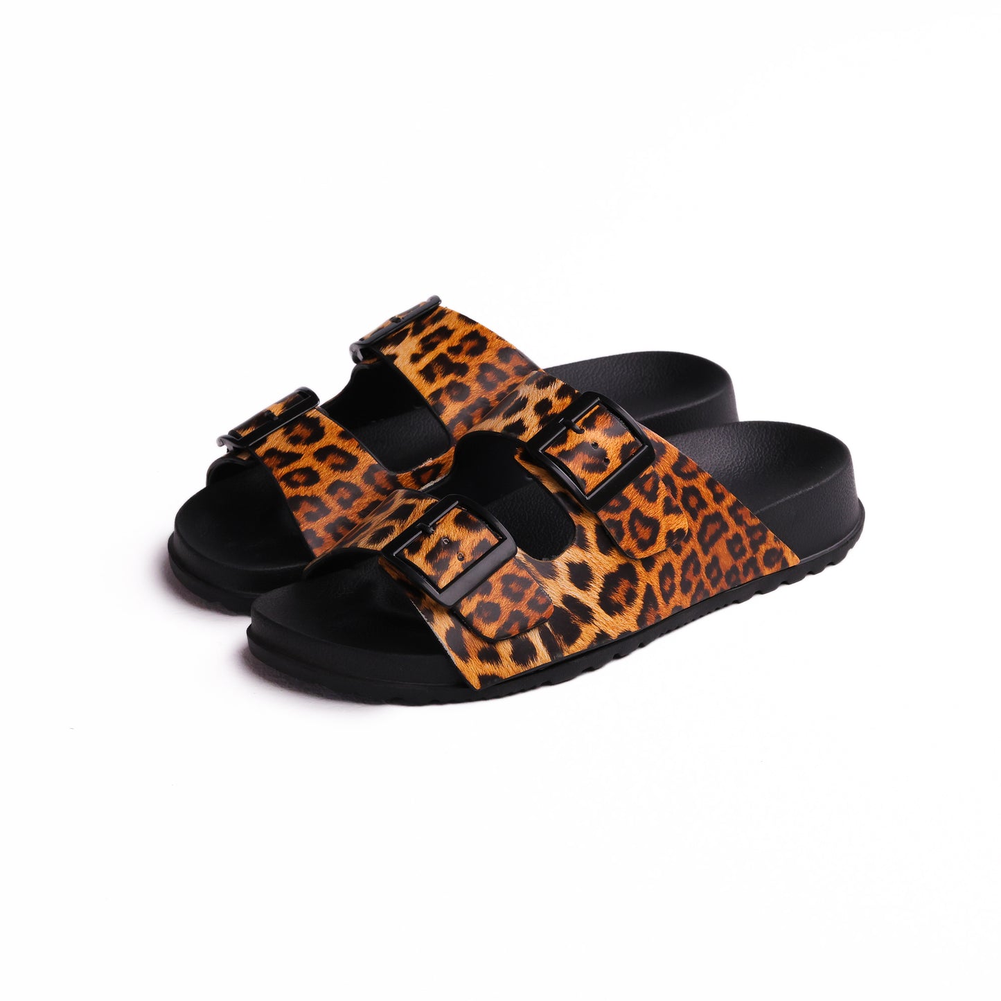 Black Double Buckle Printed Slide