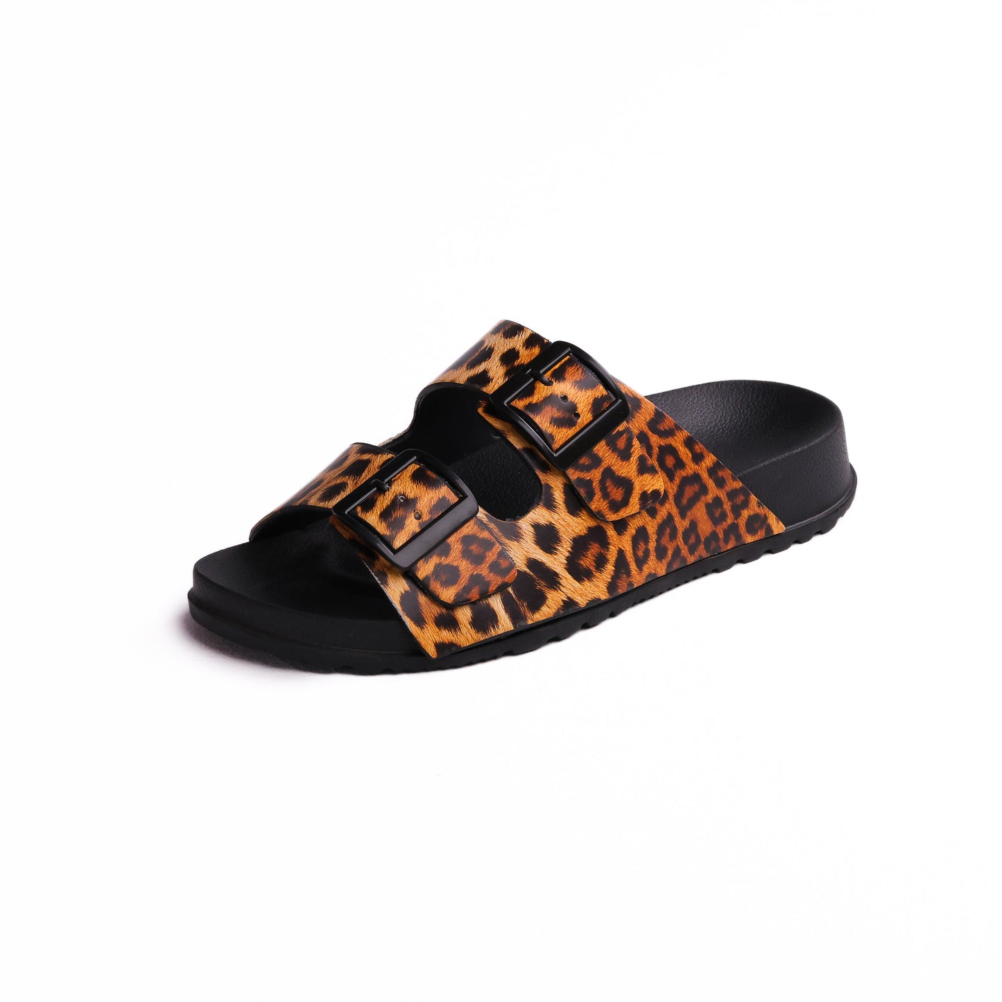 Black Double Buckle Printed Slide