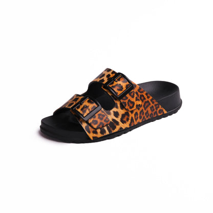 Black Double Buckle Printed Slide