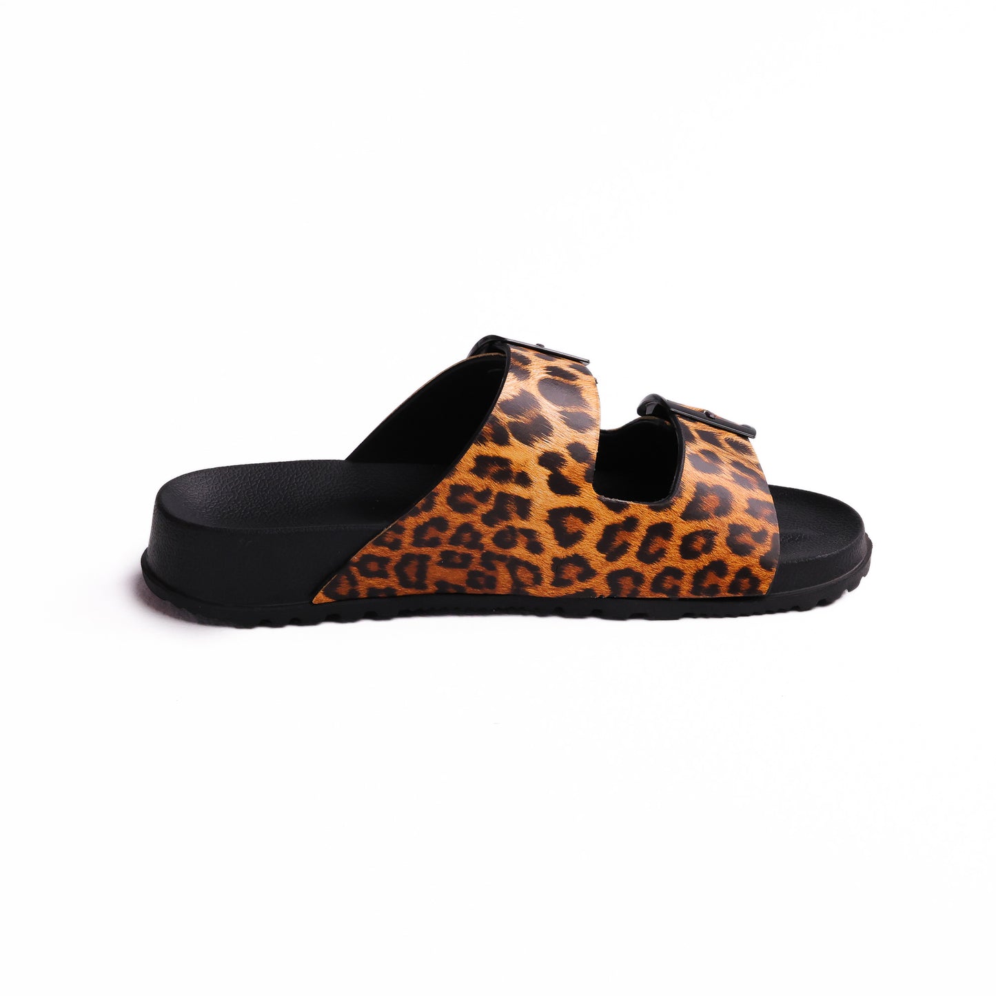 Black Double Buckle Printed Slide