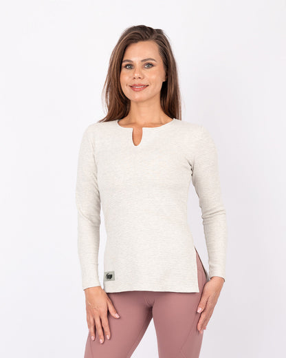 Gray Cotton Rib Long Sleeve T-Shirt