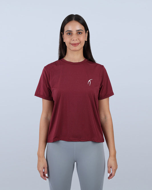 Burgundy Hyper Short Sleeves Training Top