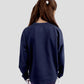 Navy Printed Sweatshirt with Side Ribbons for Girls