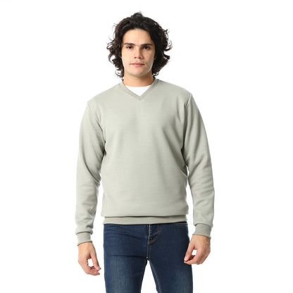 V-Neck Fog Knitted Pullover