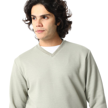 V-Neck Fog Knitted Pullover