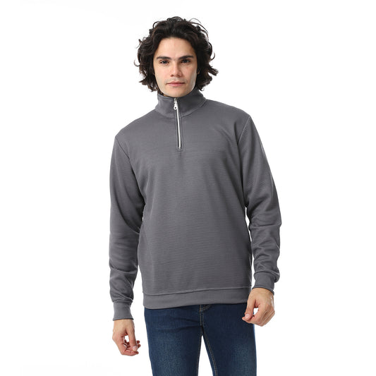 Knitted Zipped Sweatshirt