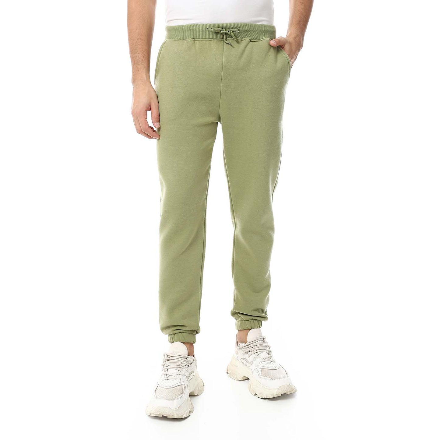 Plain Elastic Waist Sweatpants