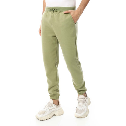 Plain Elastic Waist Sweatpants