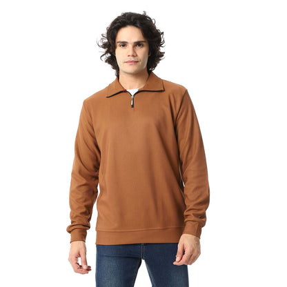 Quarter Zipper Ribbed Sweatshirt