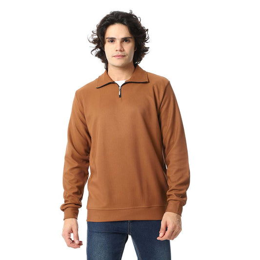 Quarter Zipper Ribbed Sweatshirt