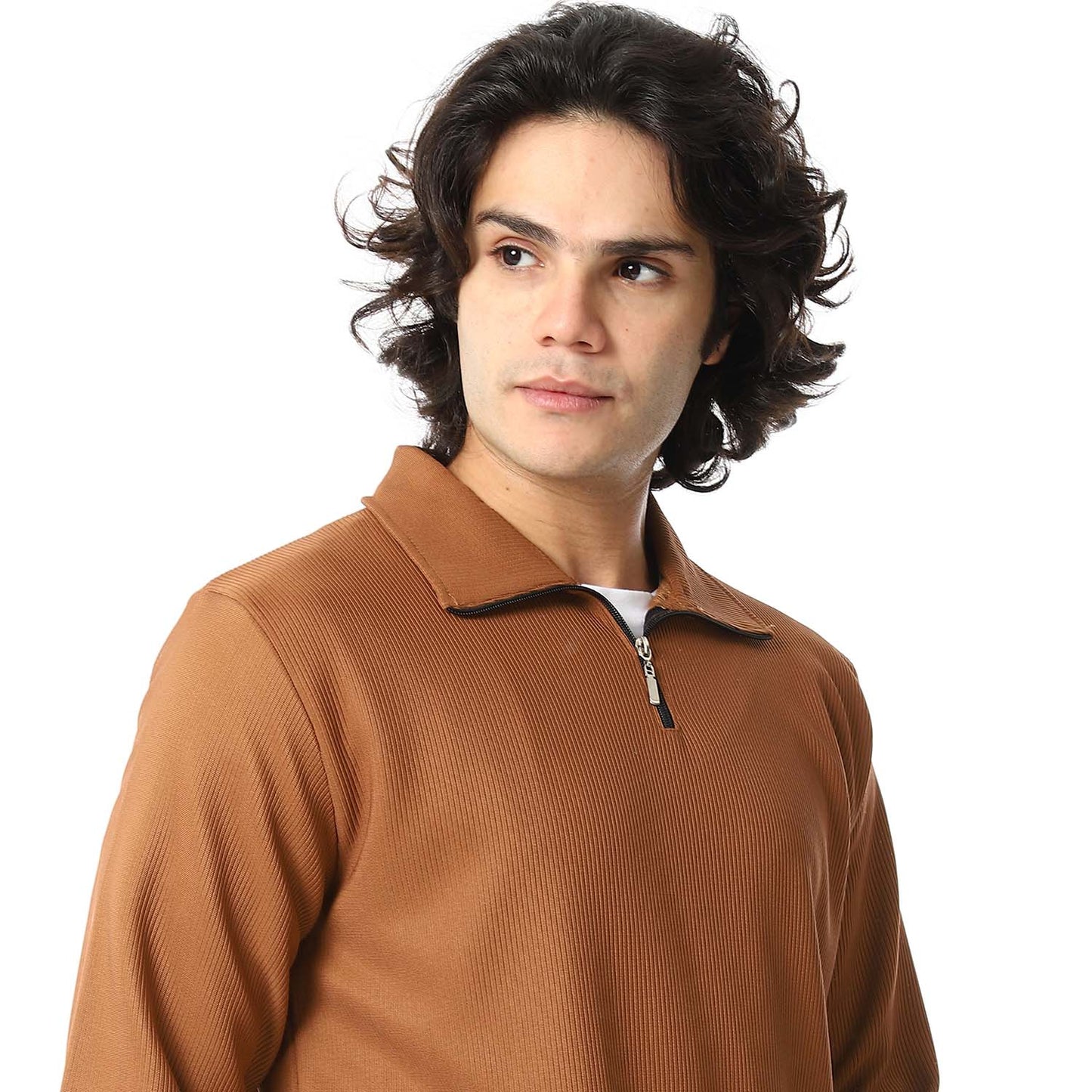 Quarter Zipper Ribbed Sweatshirt